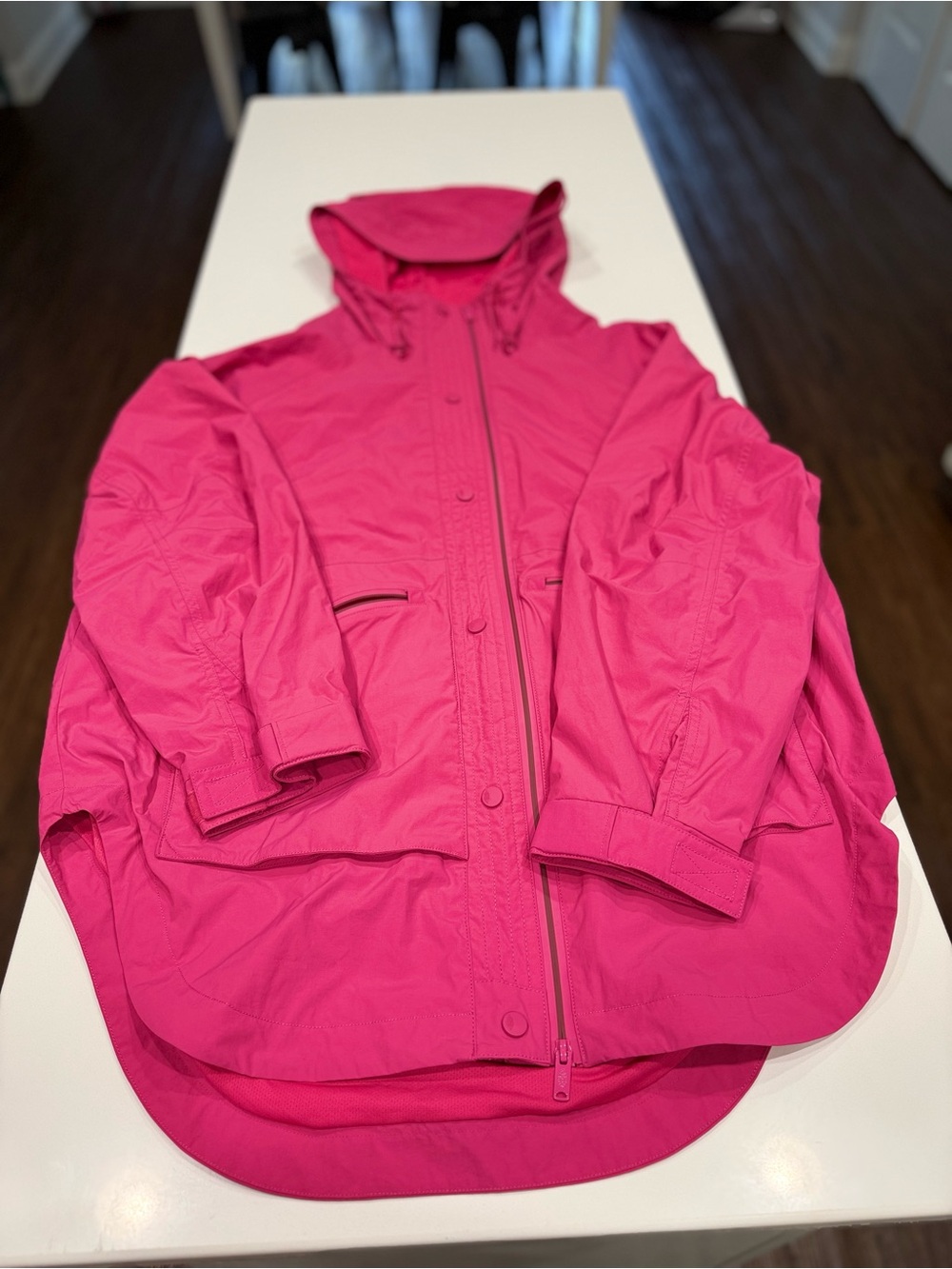 e FP Movement by Free People packable Hot Pink Lightweight Hooded Rain Jacket